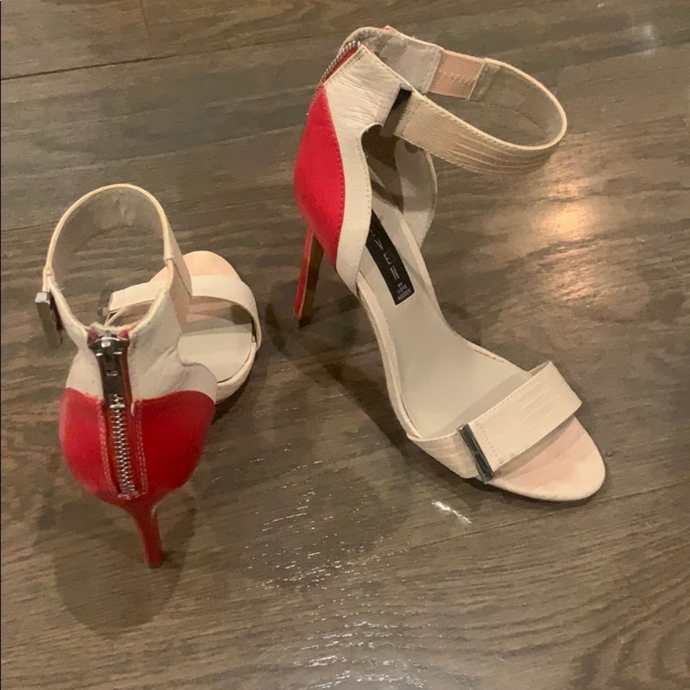 Steve Maidden blush color with red heel